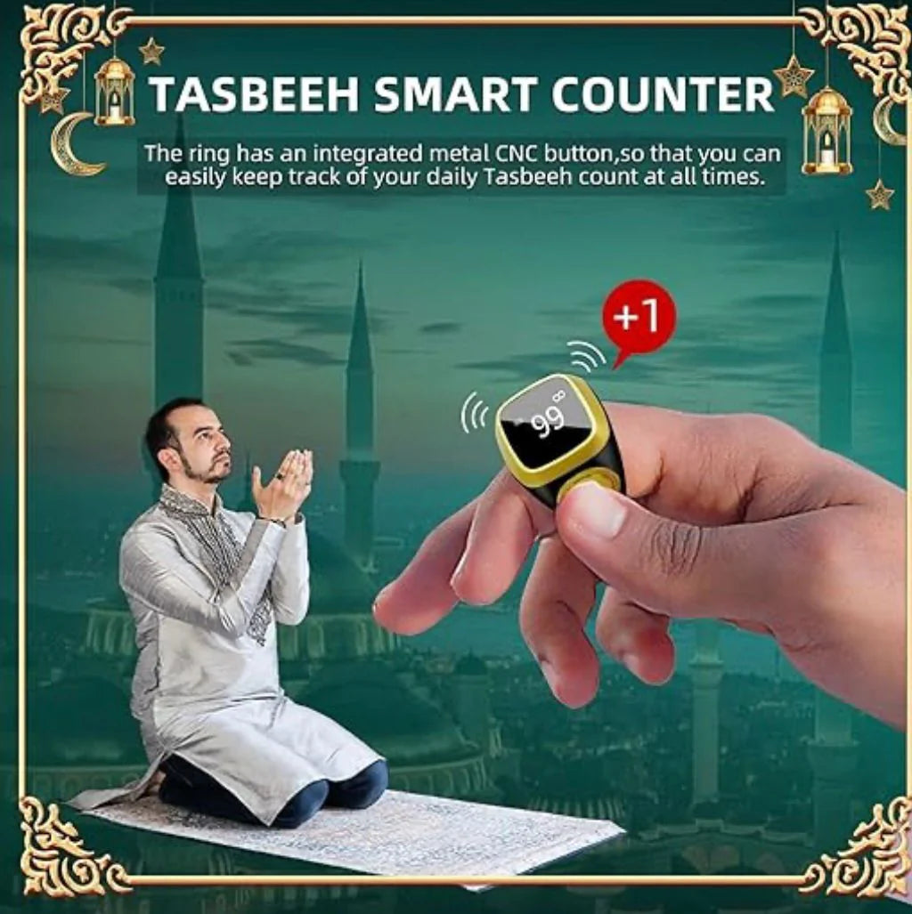"Smart Digital Tasbeeh Ring – خاتم المسبحة الإلكتروني الذكي