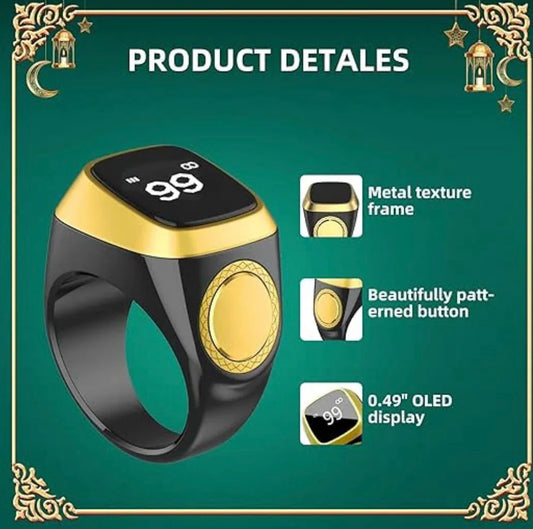 "Smart Digital Tasbeeh Ring – خاتم المسبحة الإلكتروني الذكي